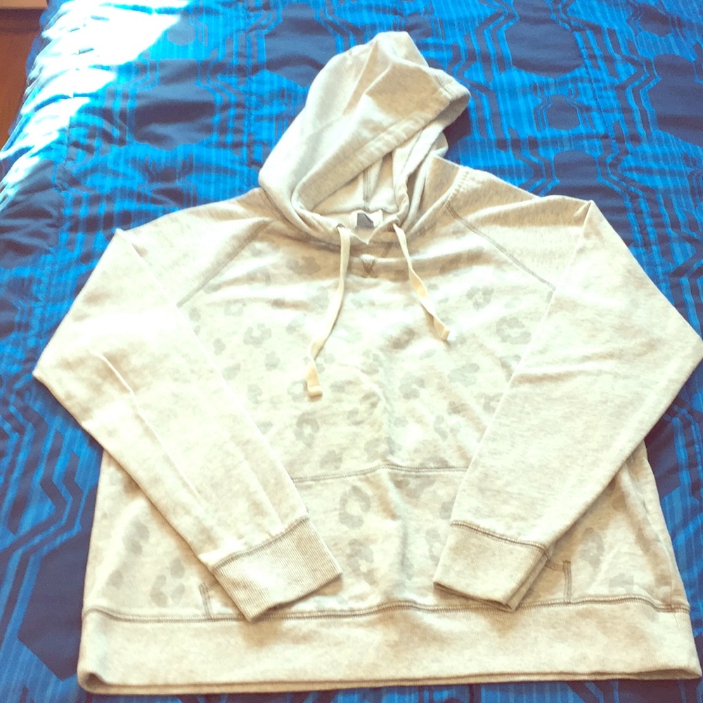 Light Gray Hoodie, with leopard print..